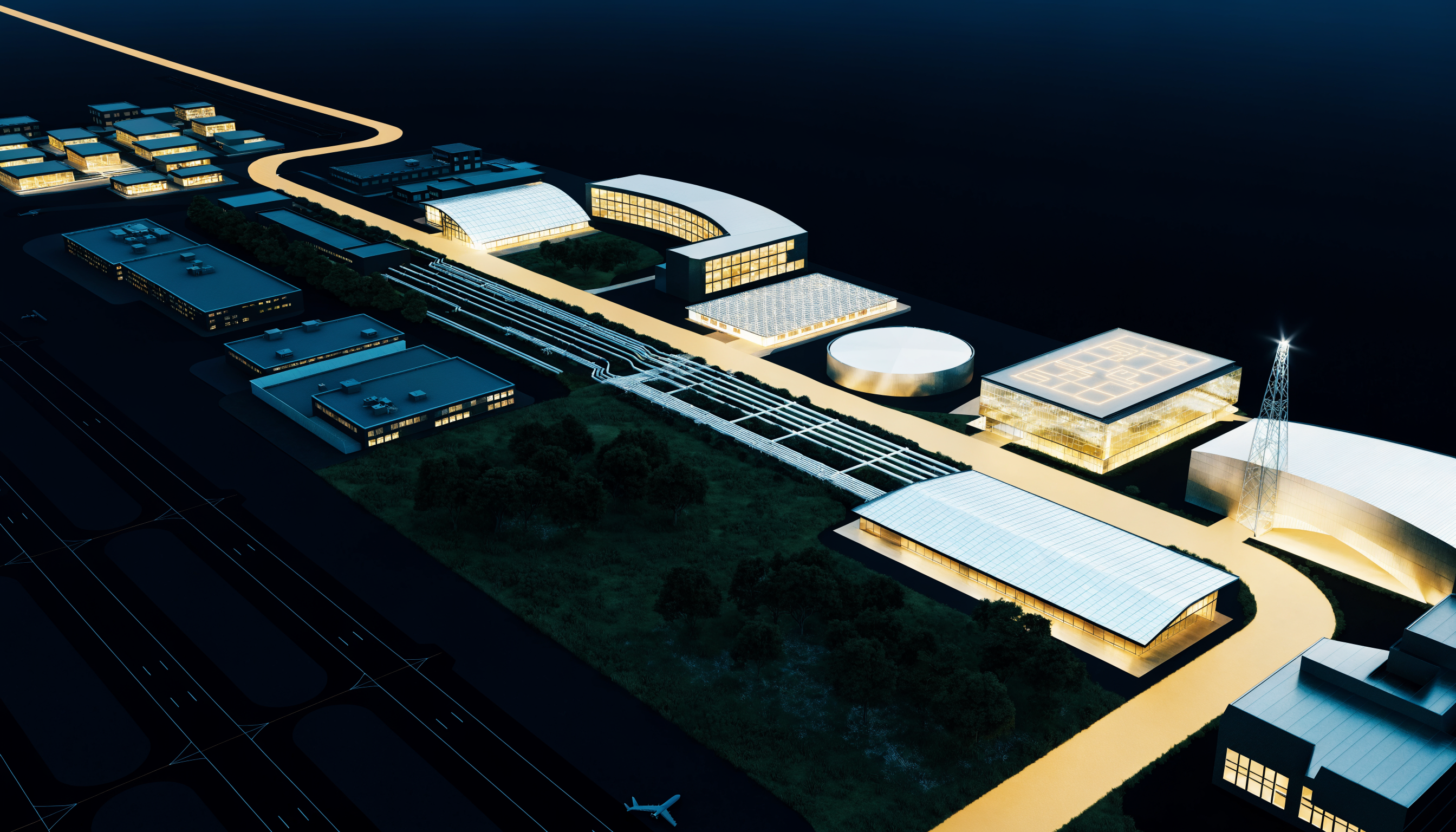 Concept rendering of a research and advanced aviation campus